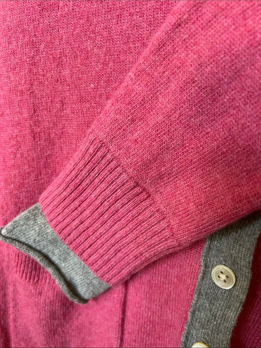 Banana Republic Cashmere Wool Bl Cardigan Sweater Varsity Style Pink Grey SP
